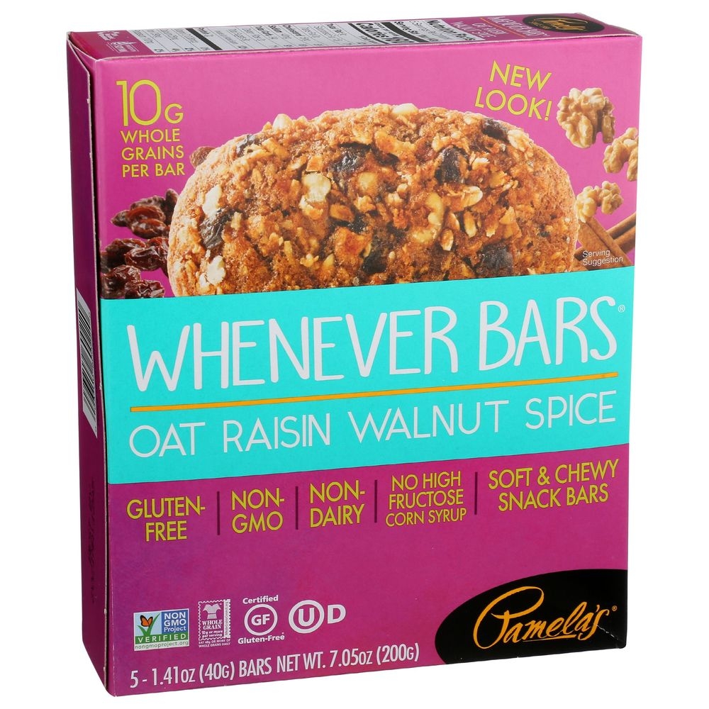 Pamelas Oat Raisin Walnut Spice Whenever Bar, 7.05 Ounce -- 6 per case