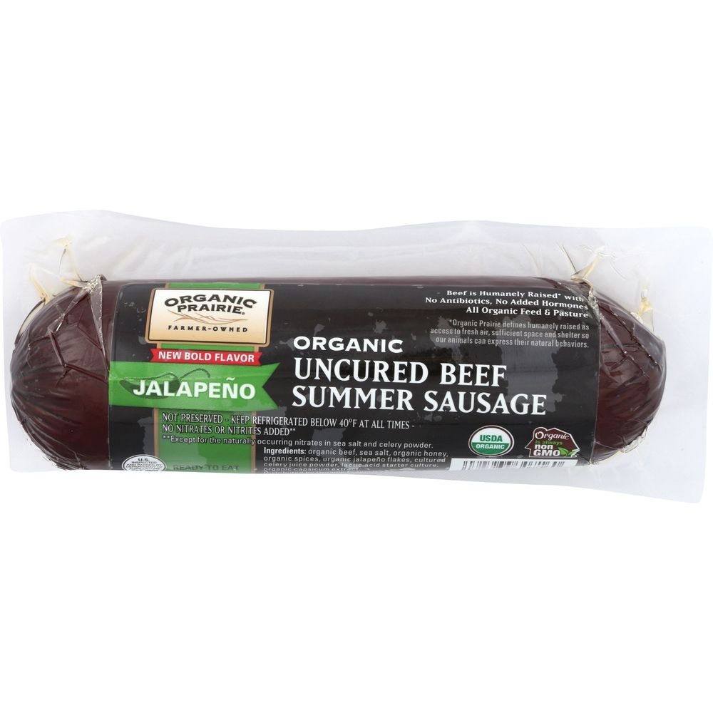 Organic Prairie Uncured Jalapeno Beef Summer Sausage, 12 Ounce -- 8 per case