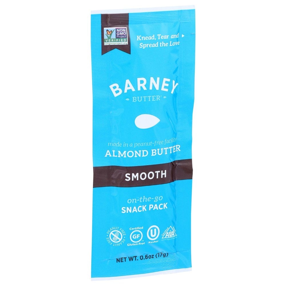 Barney Butter Smooth Almond Butter Snack Pack, 0.6 Ounce -- 12 per case