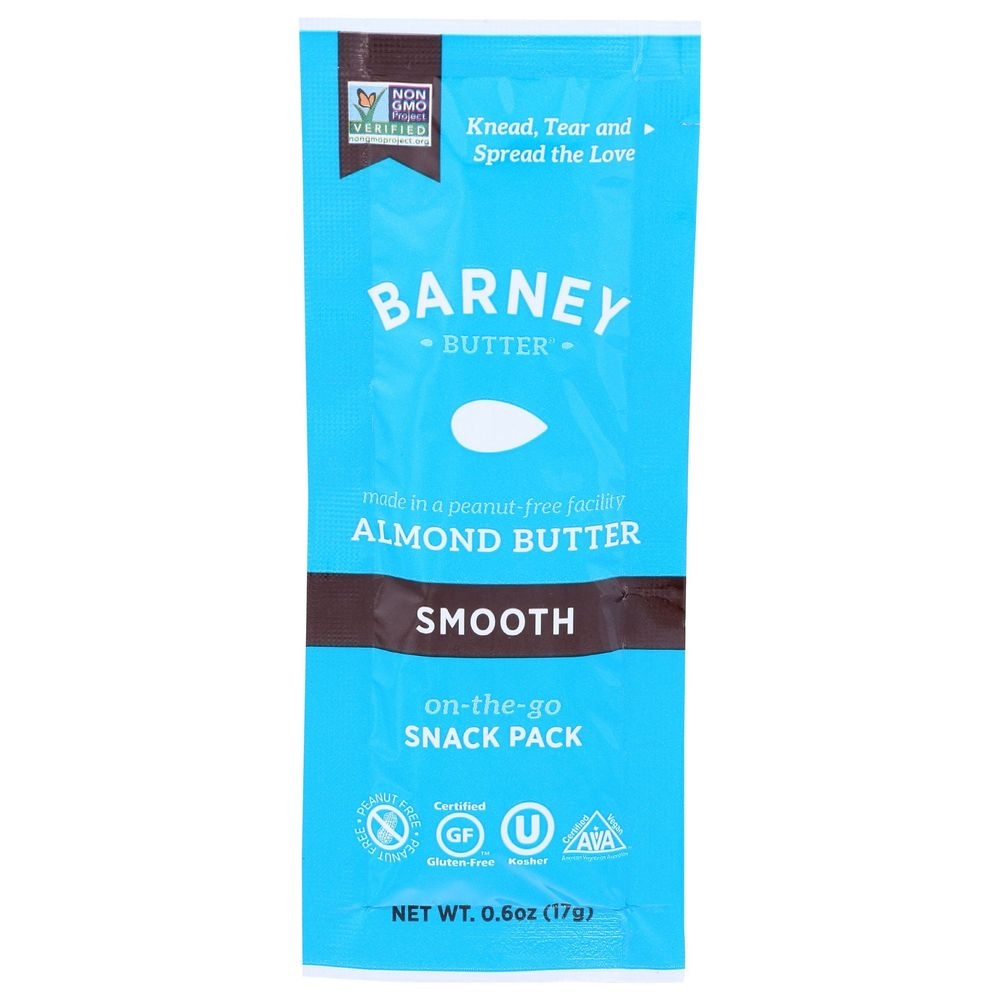 Barney Butter Smooth Almond Butter Snack Pack, 0.6 Ounce -- 12 per case