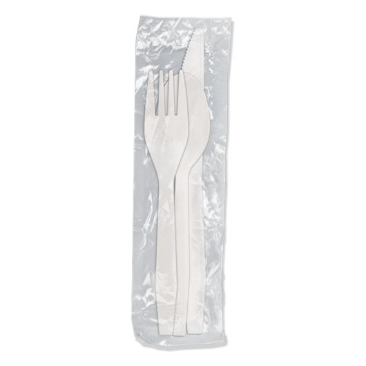 D and W Fine Pack Omega Wrapped Disposable Fork Knife and Spoon -- 250 per case