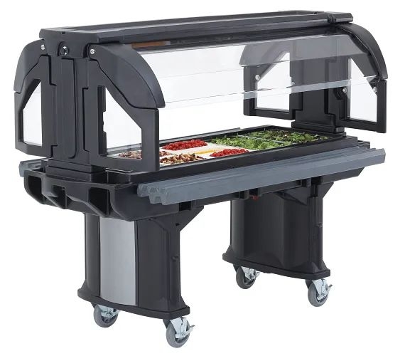 Cambro Black Low Height Versa Food Bar with Heavy Duty Casters, 82 x 42 1/2 x 55 3/4 inch.