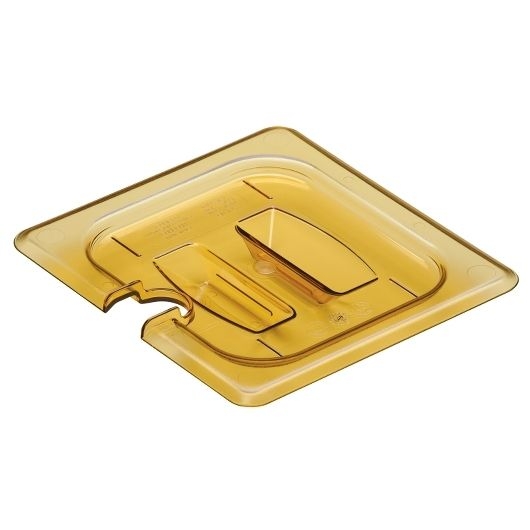 Amber 1/6 Size 6 3/8inX 6 15/16in Notched Cover For H-Pans W/Handle,  -- 6 Each.