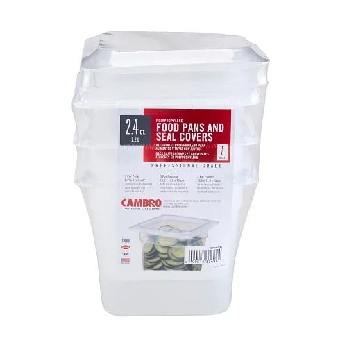 Cambro Translucent GN 1/6 Size Food Pan with Lid, 3 count per pack -- 12 per case.