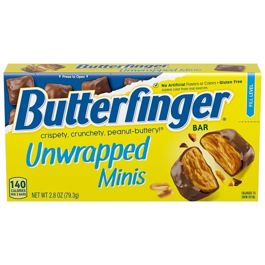 Butterfinger Unwrapped Minis Crispety Crunchety Peanut-Buttery Bar, 2.8 Ounce -- 9 per case