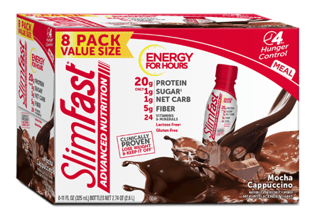 Slimfast Advanced Energy Ready to Drink Mocha Cappuccino, 11 Ounce -- 24 per case.