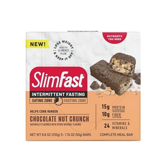Slimfast Intermittent Fasting Chocolate Nut Crunch Meal Bar, 0.44 Pound -- 6 per case