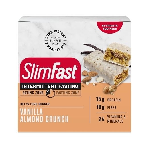 Slimfast Vanilla Almond Crunch Intermittent Fasting Meal Bar, 8.8 Ounce -- 6 per case