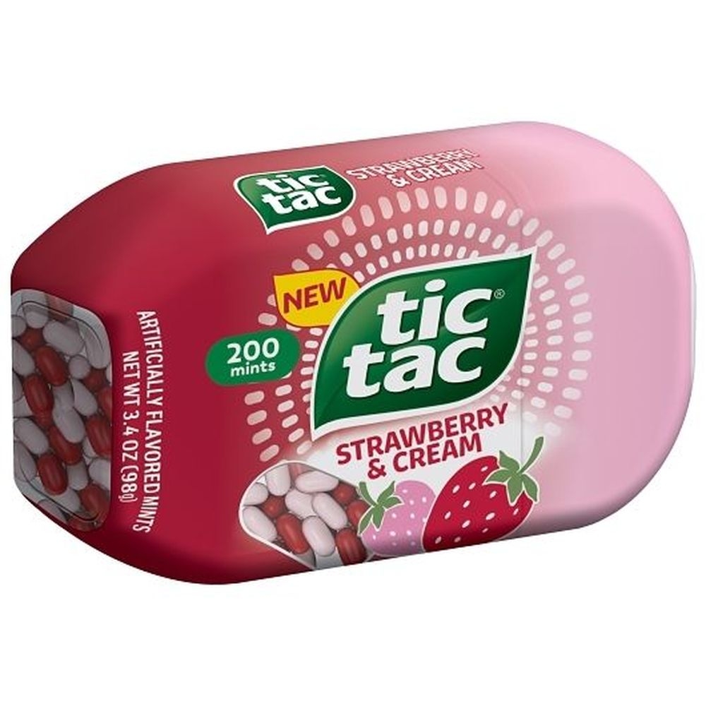 Tic Tac Fresh Breath Mints Strawberry and Cream Hard Candy Mints, 3.4 Ounce -- 48 per case
