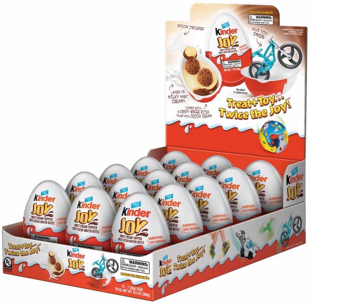 Kinder Joy T1 x 15 x 4 Sweet Cream Topped with Cocoa Wafer Bites, 0.7 Ounce -- 60 per case.