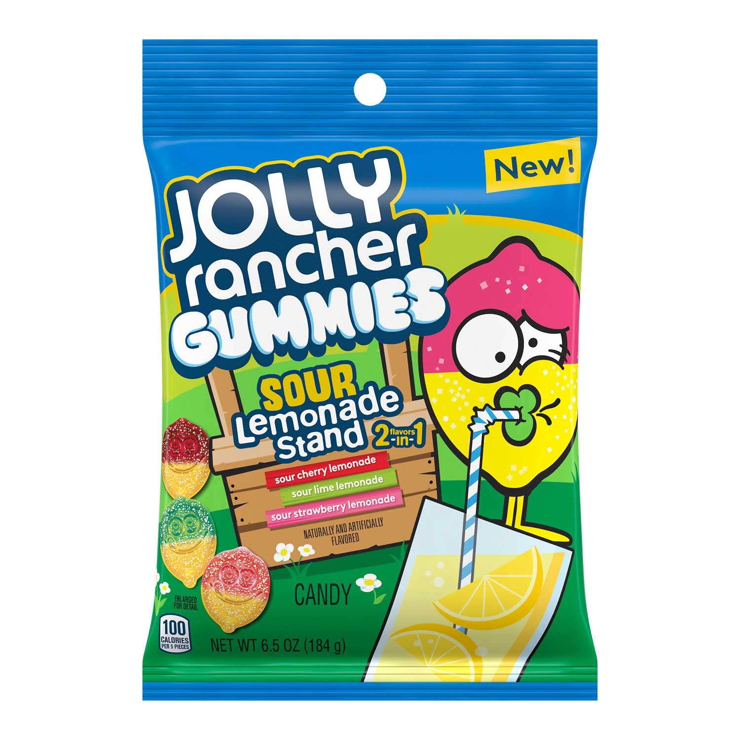 Jolly Rancher Sour Lemonade Gummy Candy, 6.5 Ounce Peg Bag -- 12 per case