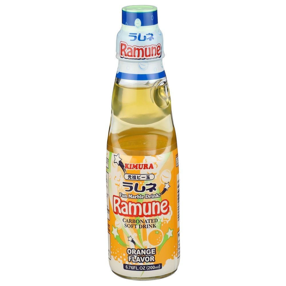 Kimura Ramune Orange Carbonated Soft Drink, 6.76 Ounce -- 18 per case