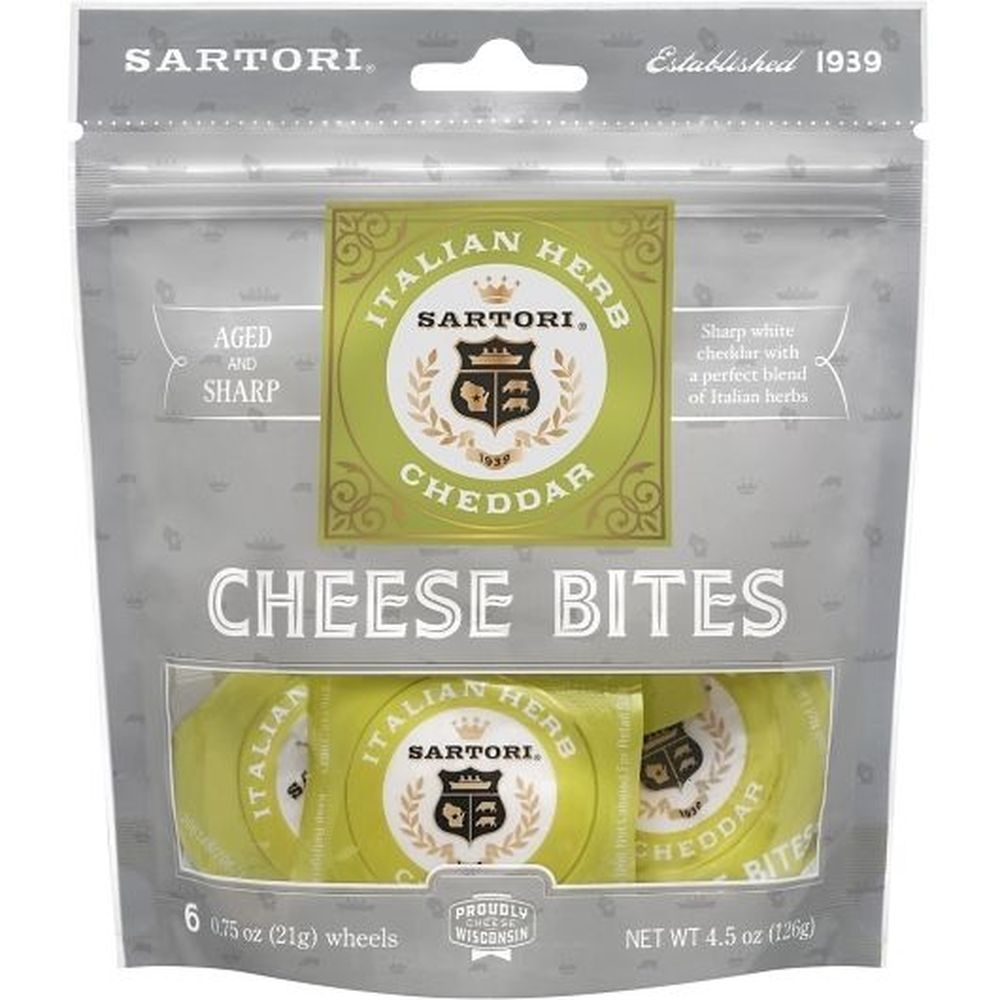 Sartori Italian Herb Old World Cheddar Cheese Bites, 4.5 Ounce - 12 per case