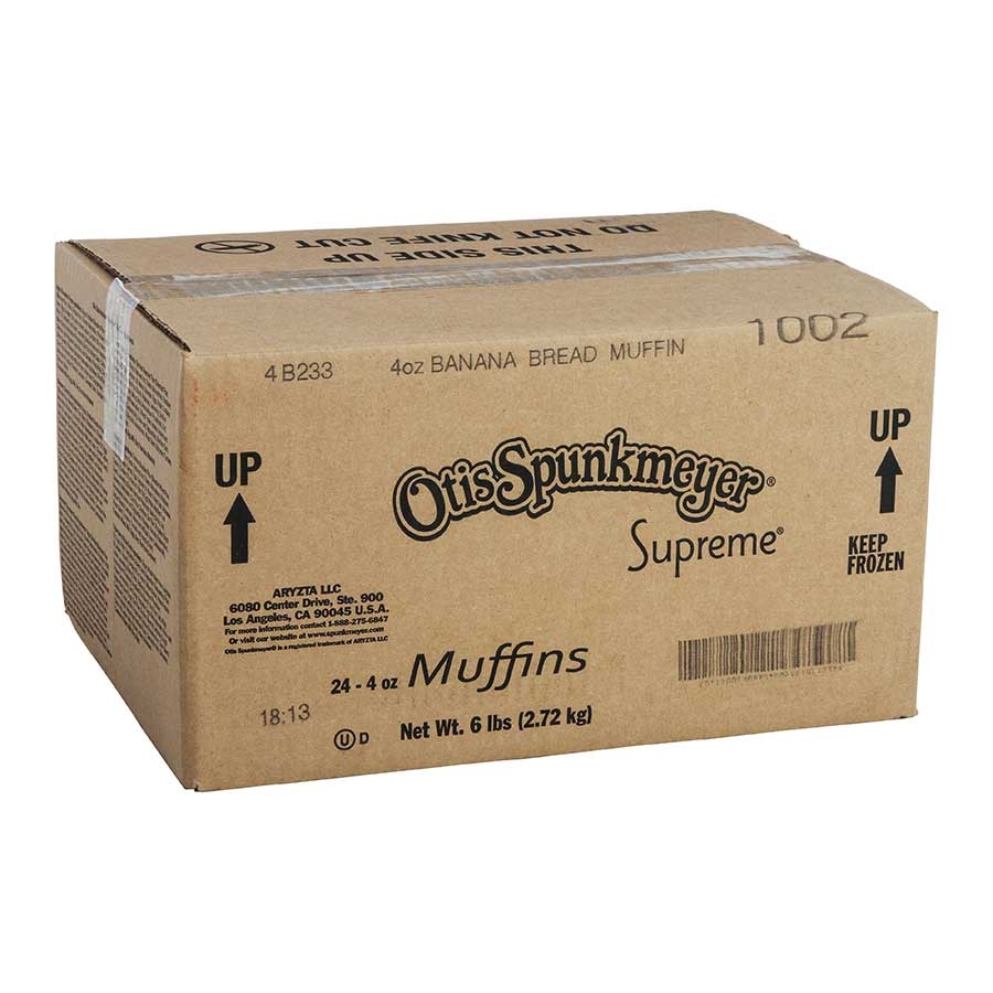 Otis Spunkmeyer Supreme Banana Bread Muffin, 4 Ounce -- 24 per case.
