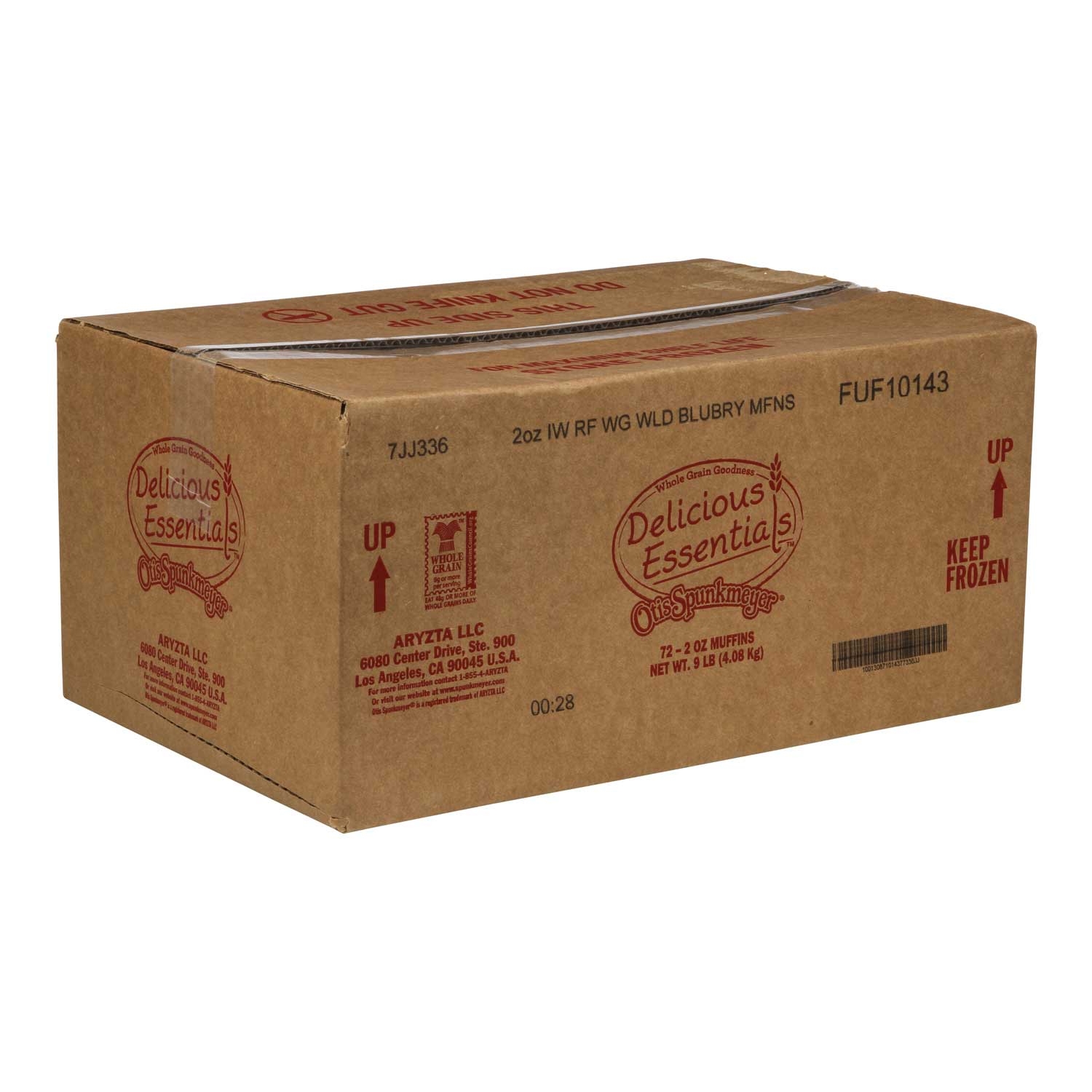 Otis Spunkmeyer Whole Grain Wild Individually Wrapped Blueberry Muffin, 2 Ounce -- 72 per case.