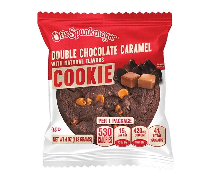 Otis Spunkmeyer Double Chocolate Caramel Cookie, 4 Ounce -- 24 per case