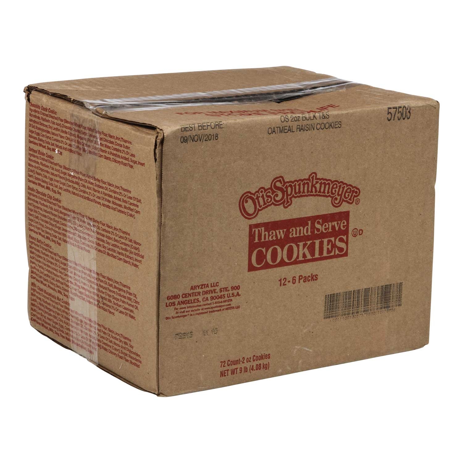 Otis Spunkmeyer Express Thaw N Serve Oatmeal Raisin Cookies, 2 Ounce -- 72 per case.