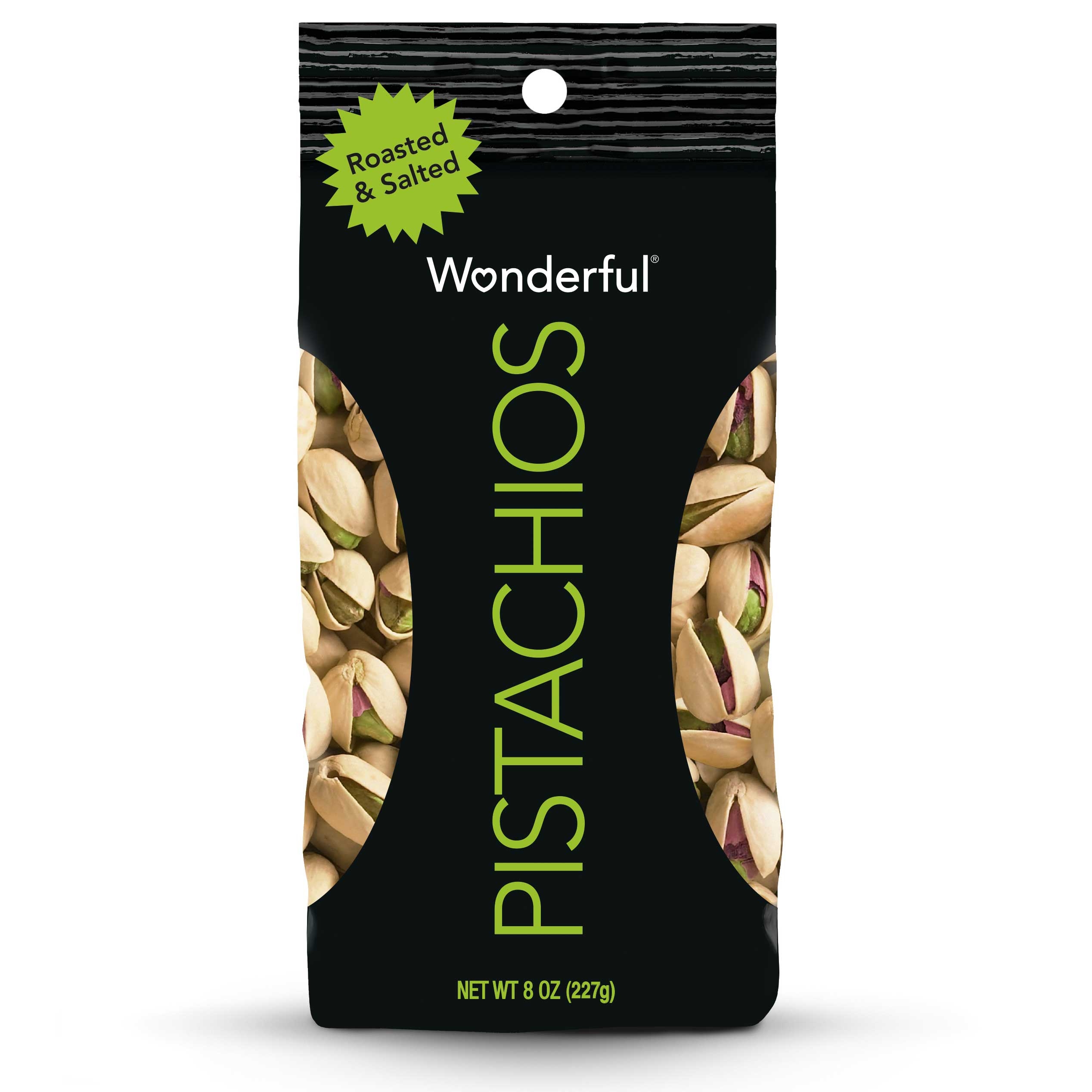 Wonderful Roasted Salted Pistachios, 8 Ounce -- 25 per case.