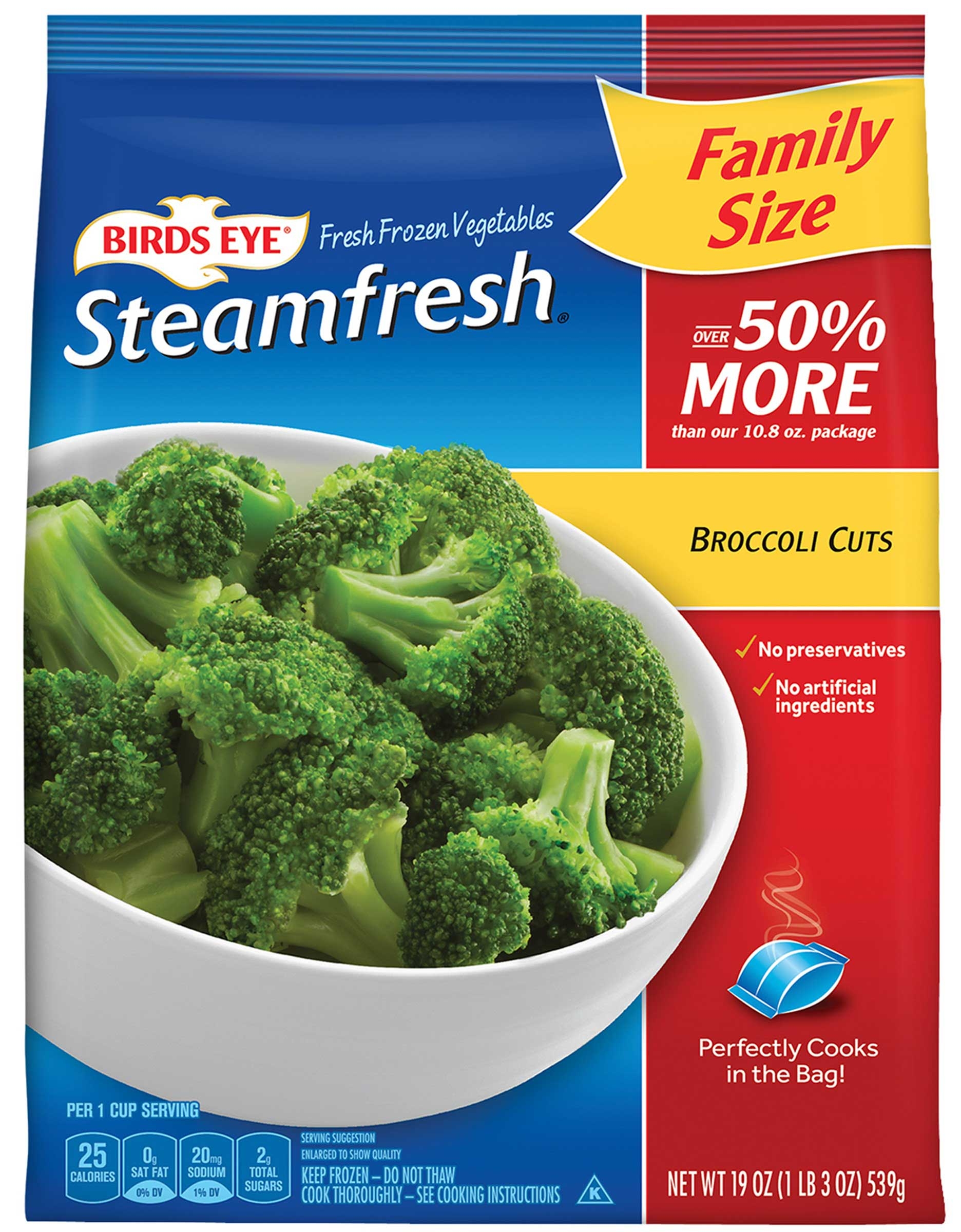 Birds Eye Steamfresh Family Size Broccoli Cuts, 19 Ounce -- 5 per case