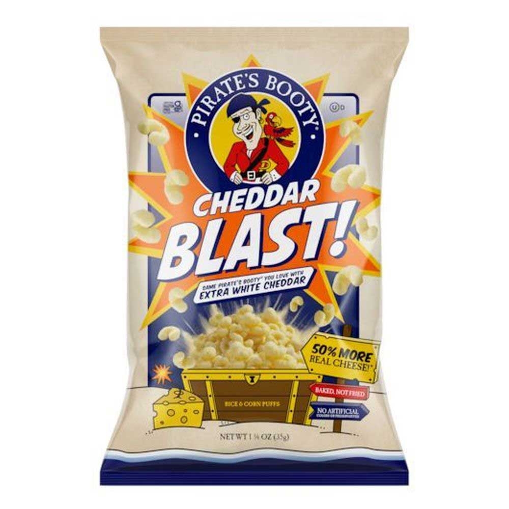 Pirates Booty Cheddar Blast Rice and Corn Puffs, 1.25 Ounce -- 12 per case
