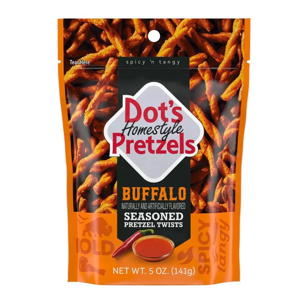 Dots Homestyle Pretzels Buffalo Flavored Seasoned Pretzel Twists, 5 Ounce -- 10 per case