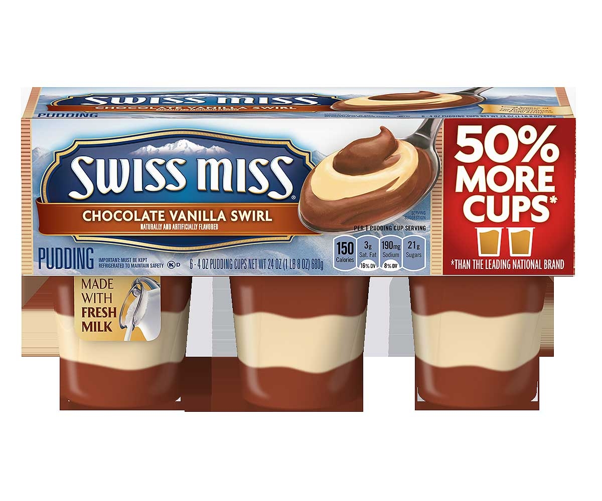 Swiss Miss Chocolate and Vanilla Swirl Pudding, 4 Ounce -- 48 per case.