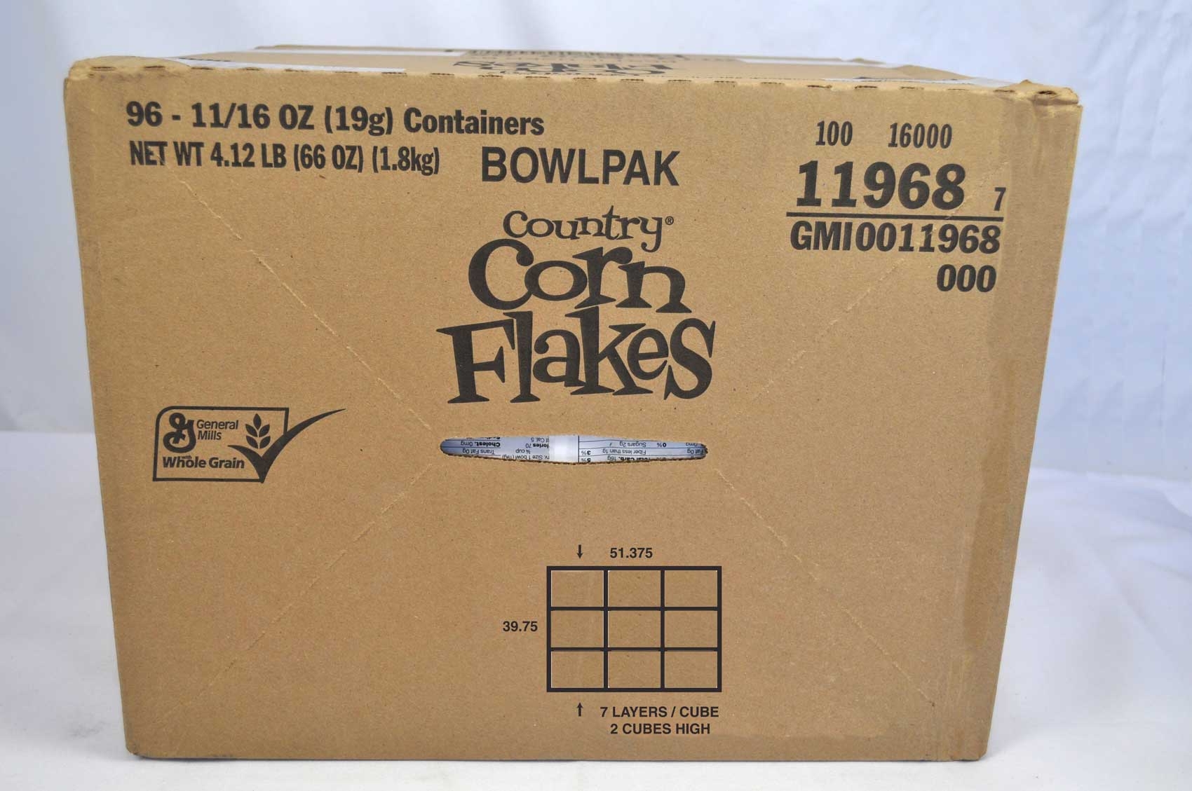 General Mills Corn Flakes - Country Cereal, Bowl Pak, 0.69 Ounce -- 96 per case.