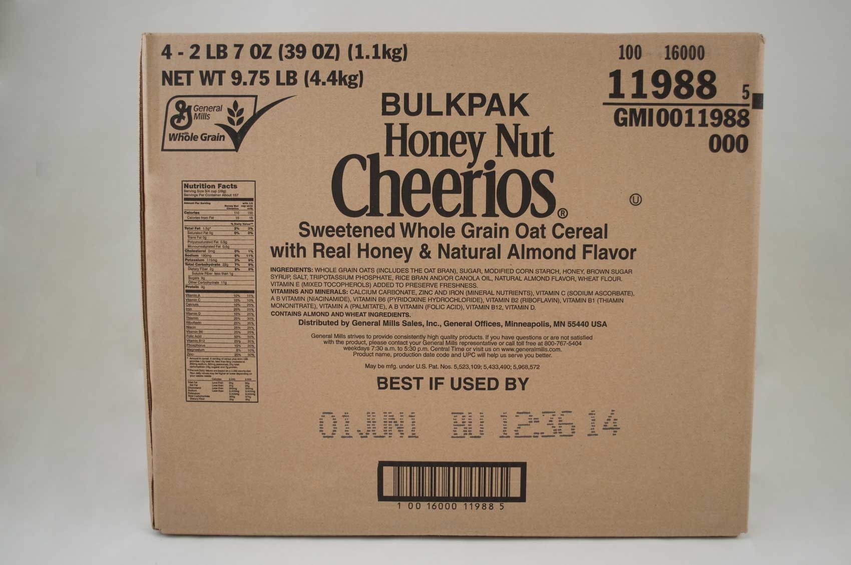 Bulk Pak Honey Nut Cheerios Cereal 4 Case 39 Ounce