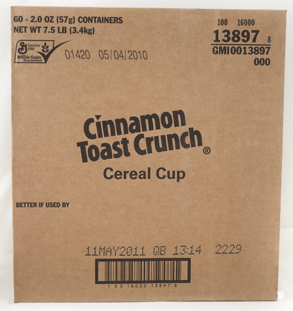 Cinnamon Toast Crunch Cereal in a Cup, 2.01 Ounce -- 10 per case.