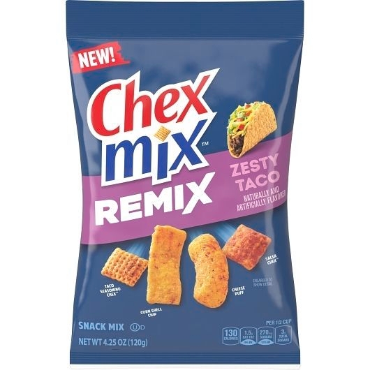 Chex Mix Remix Zesty Taco Snack Mix, 4.25 Ounce -- 8 per case