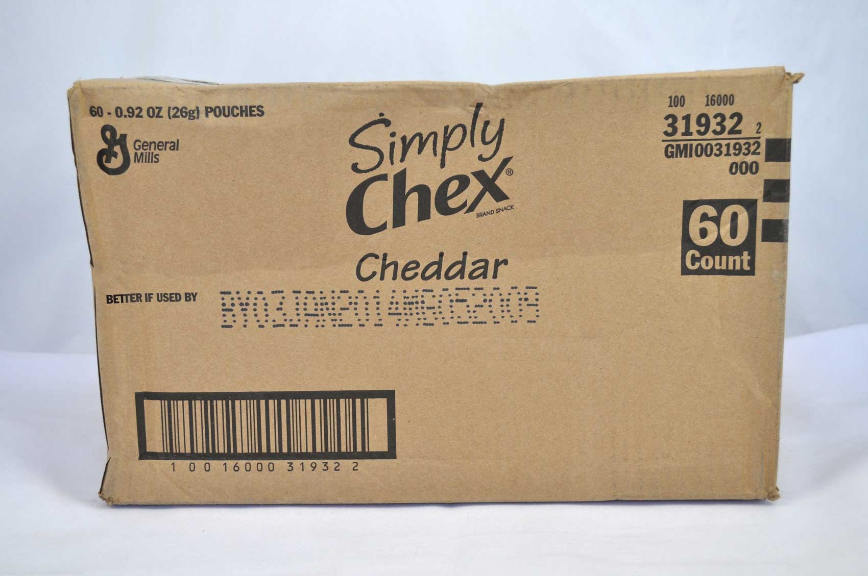 Simply Chex Cheddar Cereal Pieces, 0.92 Ounce -- 60 per case.