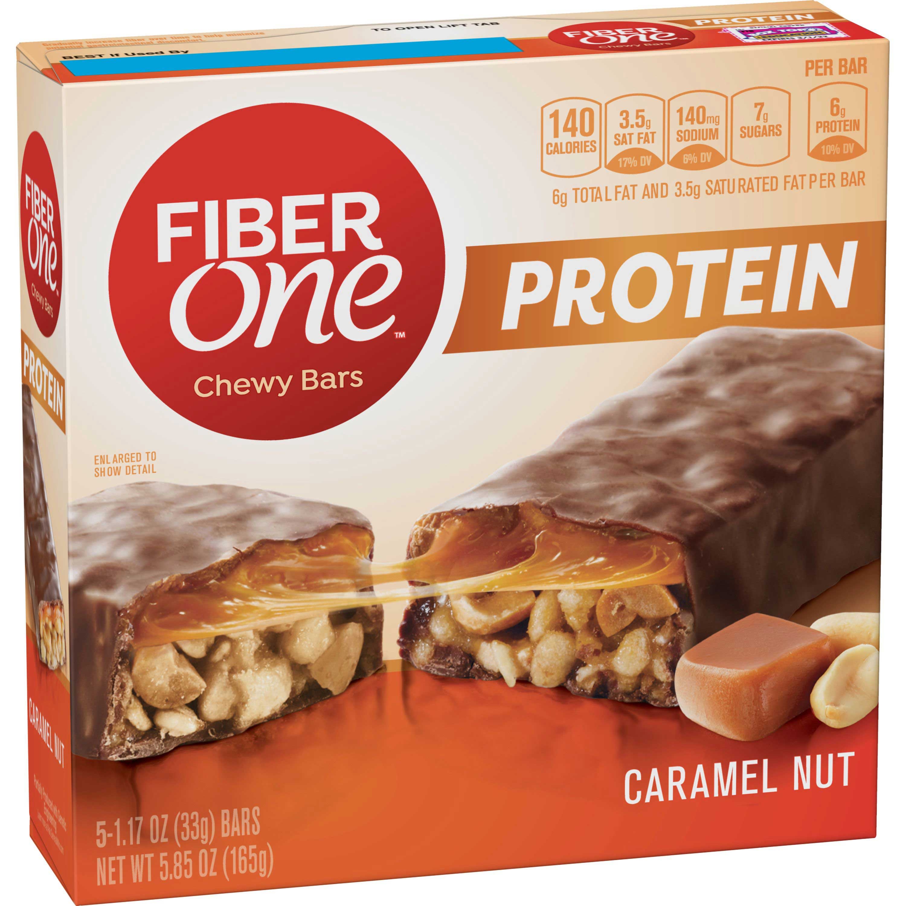 Fiber One Caramel Nut Chewy Protein Bar, 5.85 Ounce -- 12 per case.