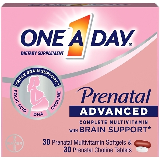 One-A-Day Womens Advanced Prenatal Multivitamin Softgels and Choline Tablets, 60 count -- 24 per case