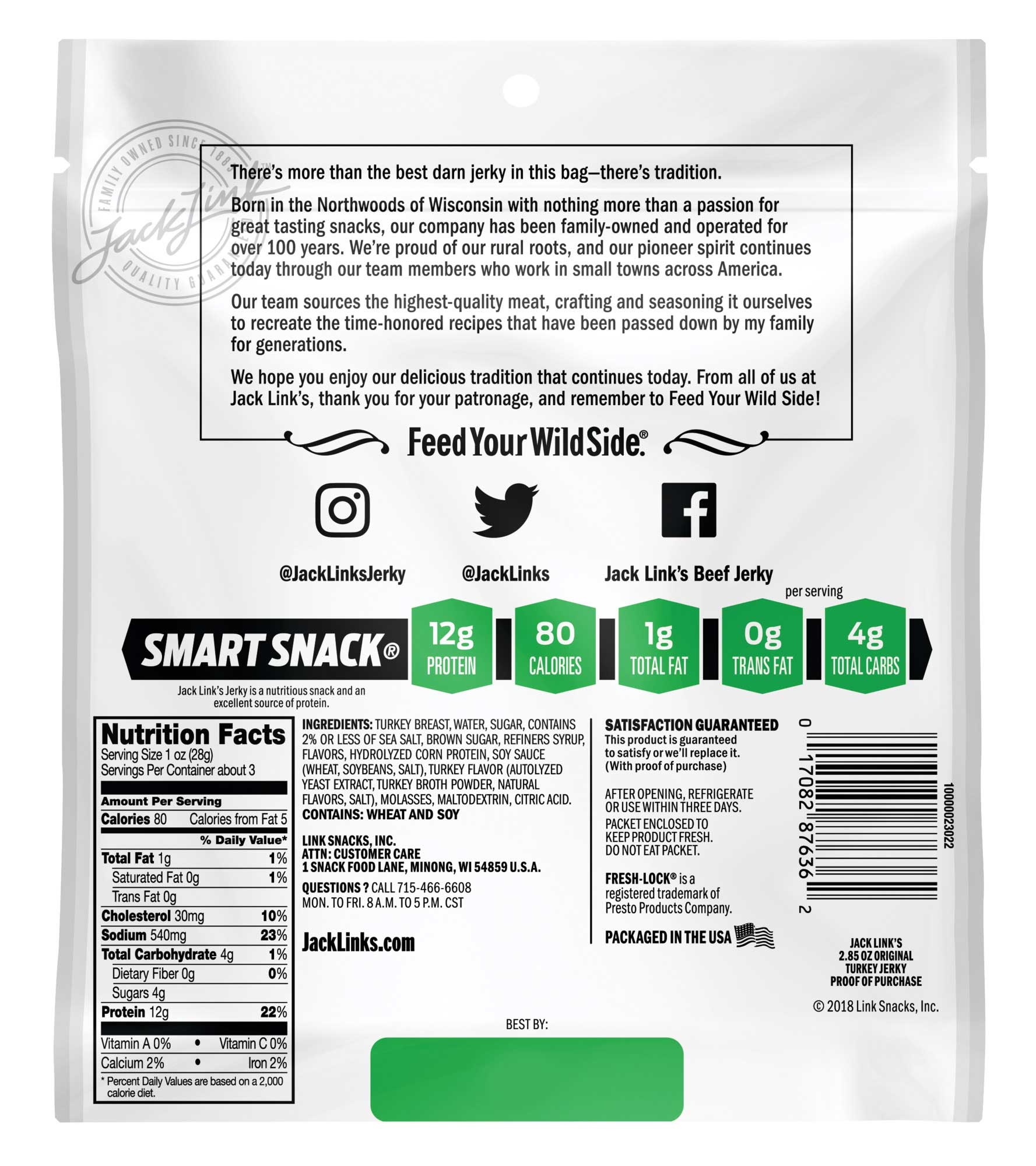 Jack Links Original Turkey Jerky, 2.85 Ounce -- 8 per case.