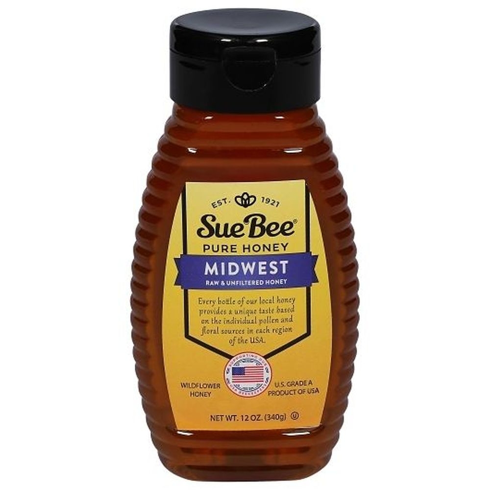 Sue Bee Regional Midwest American Grade A Honey, 12 Ounce Bottle -- 6 per case