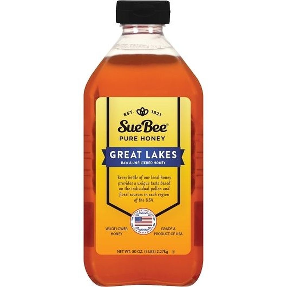 Sue Bee Regional Great Lakes American Grade A Honey, 5 Pound Bottle -- 6 per case