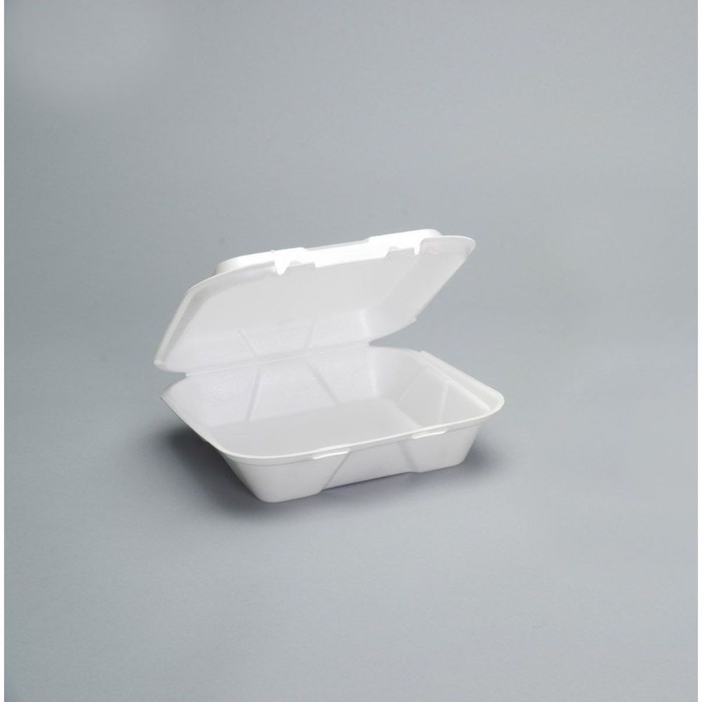 Snap-It EPS Large 1-Compartment Vented White Square Hinged Container, 9 1/4 x 9 1/4 x 3 inch -- 200 per case