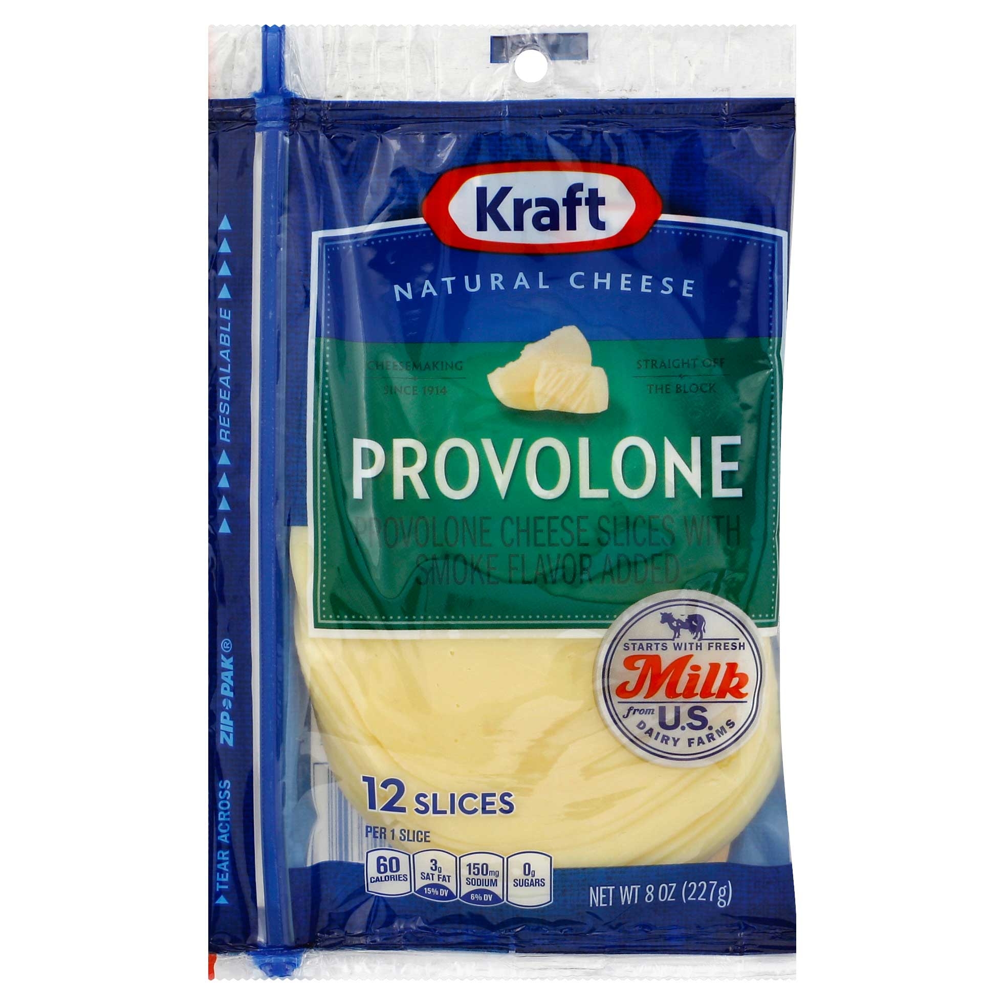 Kraft Natural Provolone Deli Fresh Cheese Slice, 8 Ounce -- 10 per case.