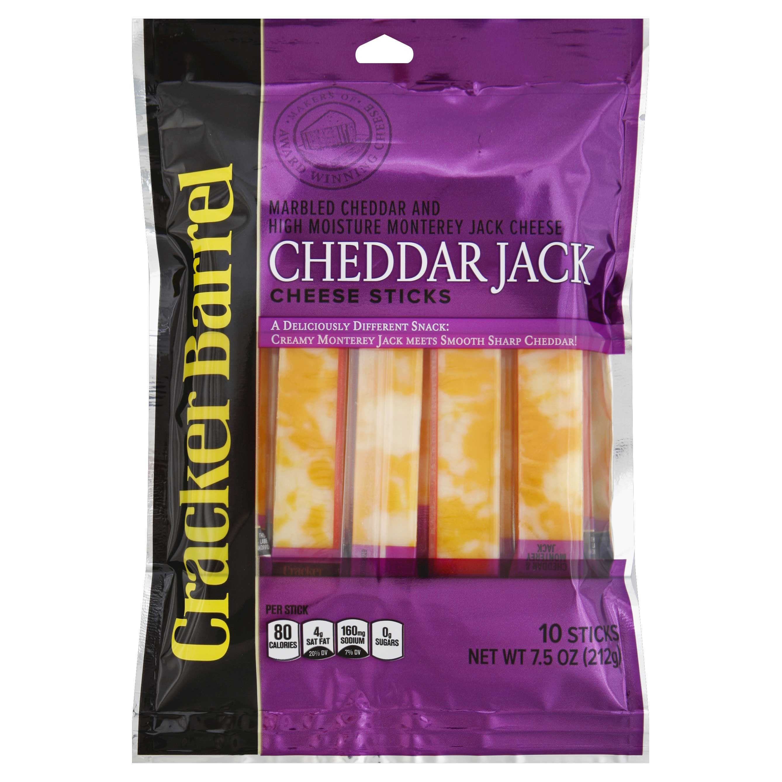 Cracker Barrel Monterey Jack Cheese Sticks, 7.5 Ounce -- 12 per case.