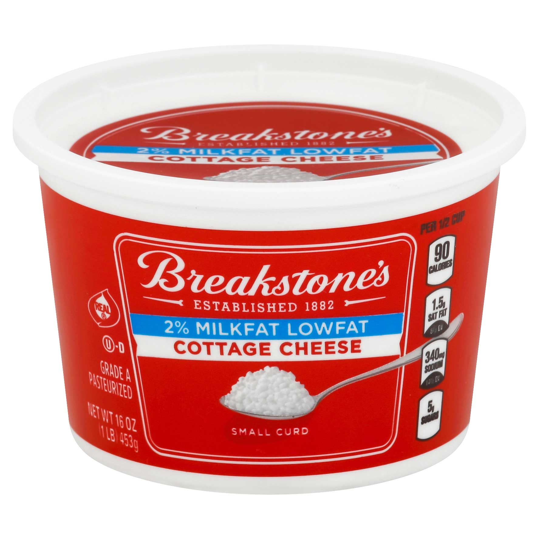Kraft Breakstones Small Curd Cottage Cheese, 16 Ounce -- 12 per case.
