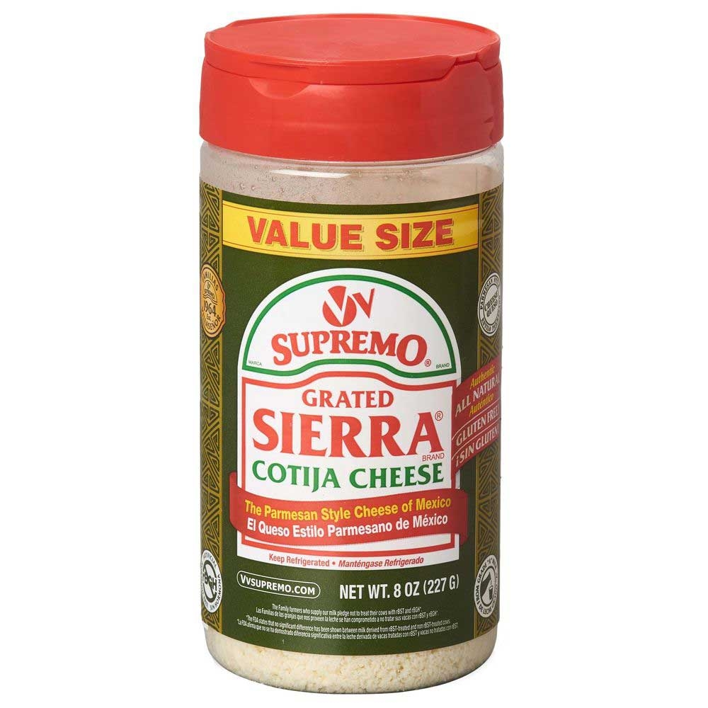 Supremo Grated Sierra Queso Cotija Cheese, 8 Ounce -- 6 per case