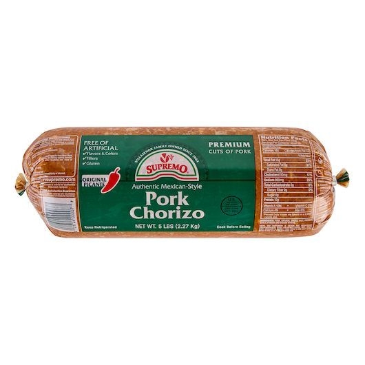 V and V Supremo Pork Sausage Chorizo, 5 Pound -- 4 per case