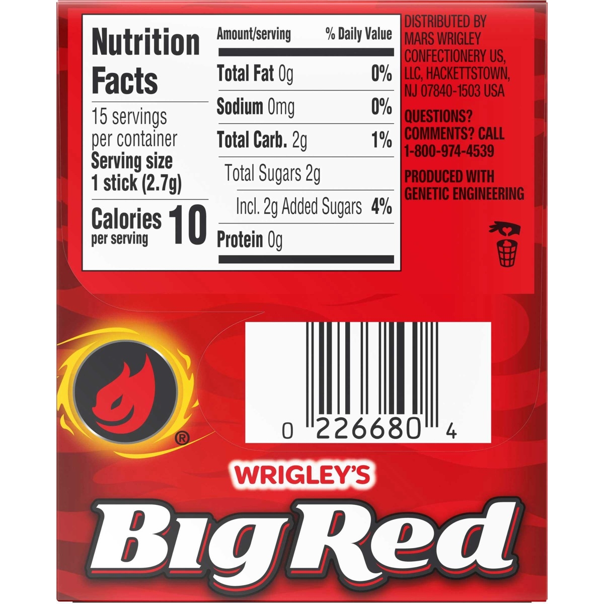 Wrigley Single Serve Big Red Gum, 15 Piece -- 120 per case.