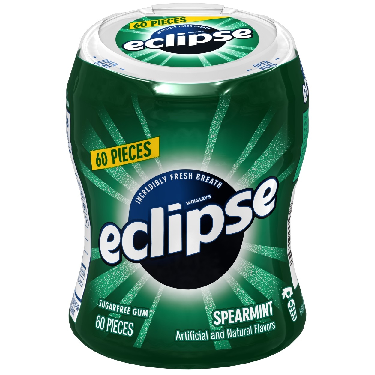 Wrigley Spearmint Big E Pack Eclipse Gum - Tray, 4 per pack -- 4 packs per case.