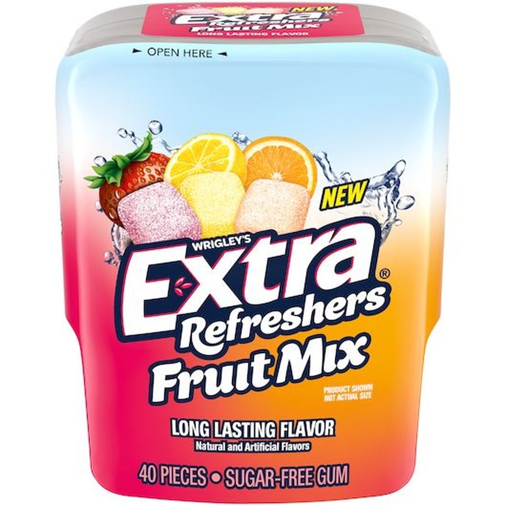 Extra Refreshers Fruit Mix Sugarfree Gum, 40 Pieces -- 24 per case