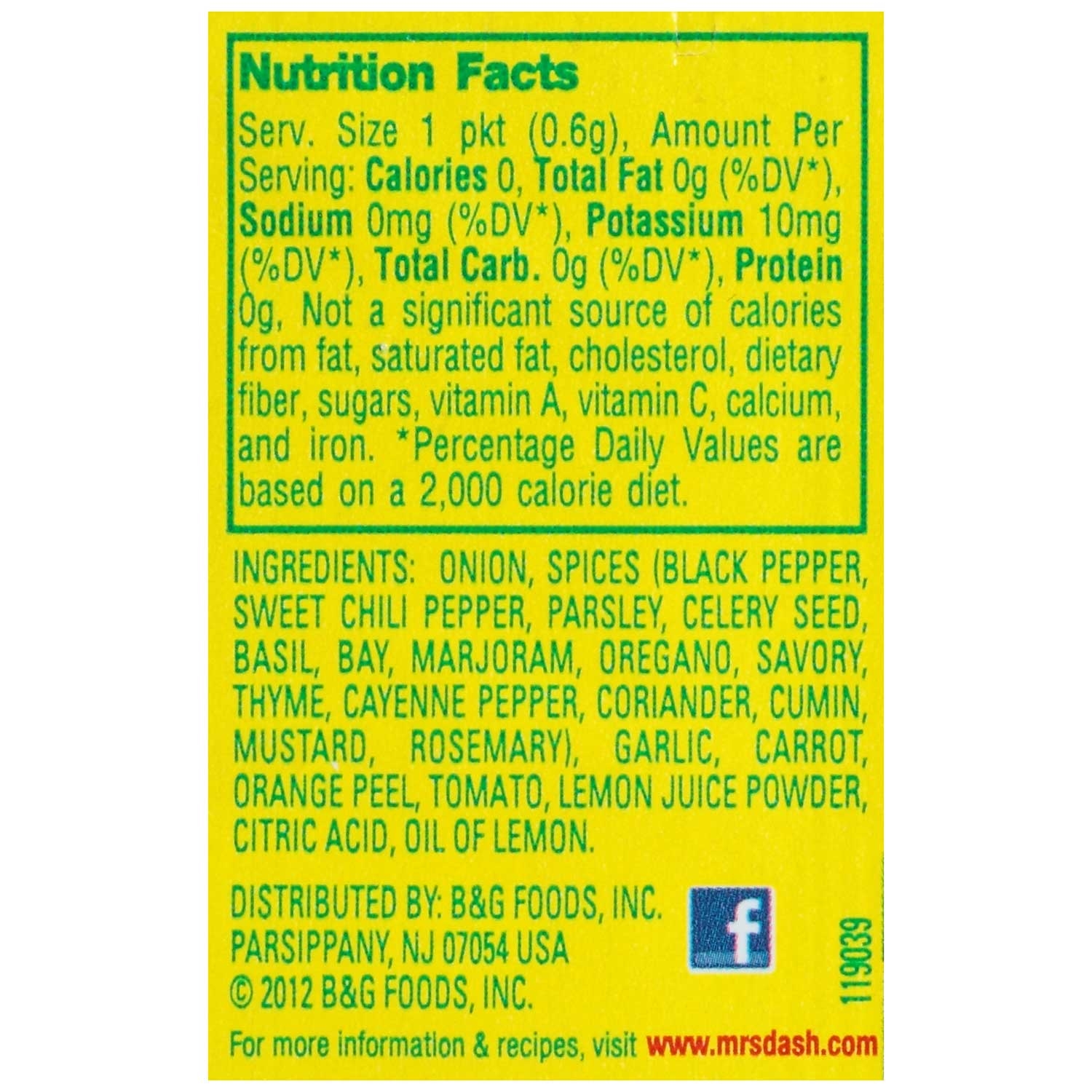 Mrs.Dash Seasoning - 0.2 oz. packet, 500 per case