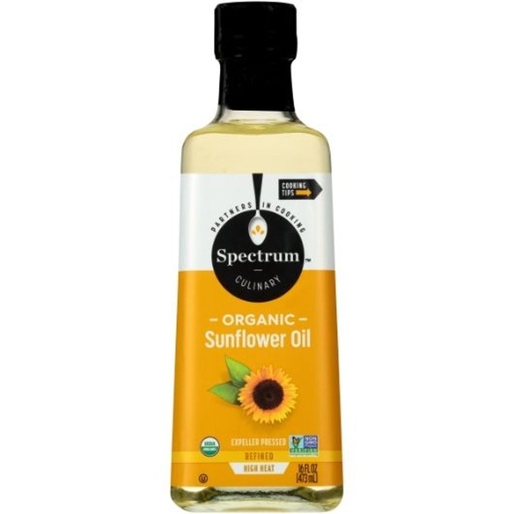 Spectrum Culinary Organic High Heat Refined Sunflower Oil, 16 Fluid Ounce -- 12 per case