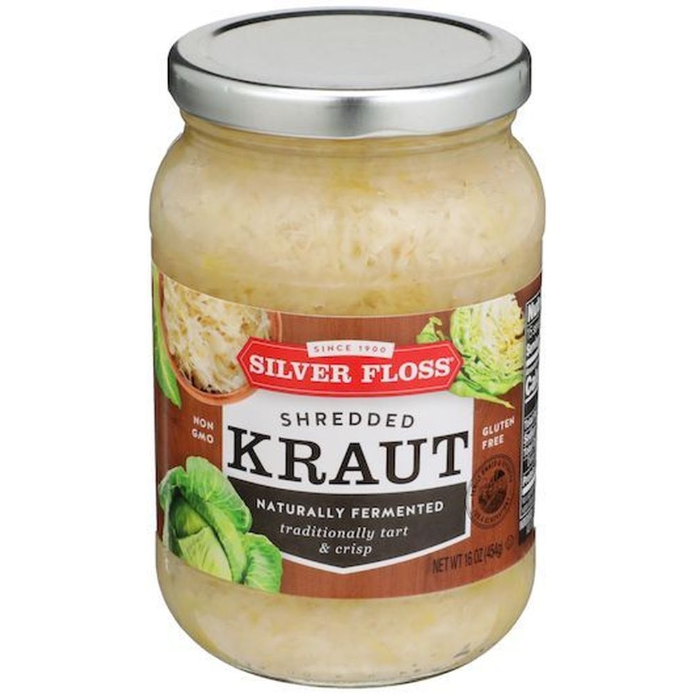 Silver Floss Shredded Sauerkraut, 16 Ounce Glass Jar -- 12 per case