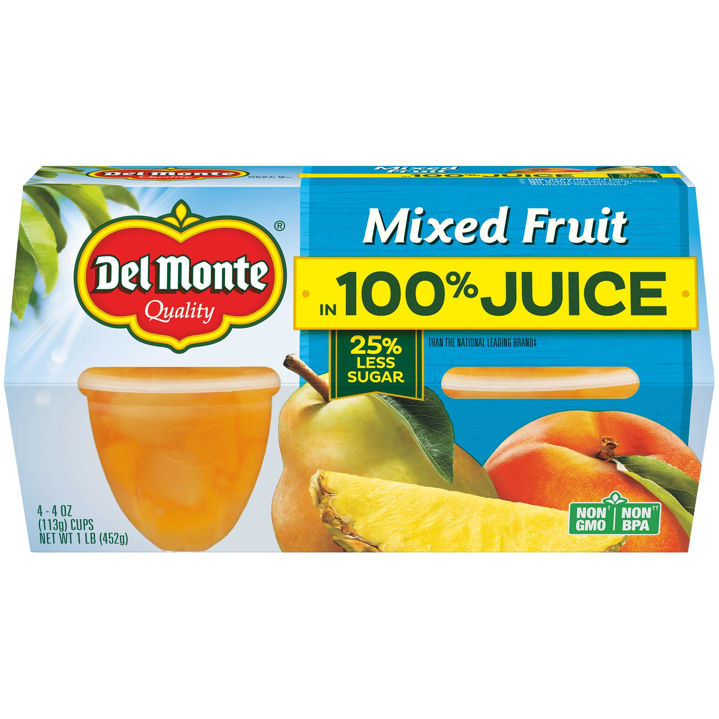 Del Monte Mixed Fruit Cup in Lightly Sweetened Juice and Water, 4 Ounce -- 6 per case.