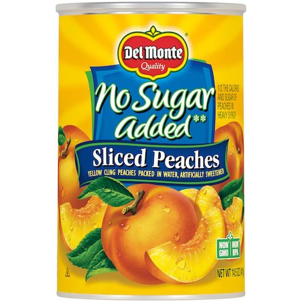 Del Monte No Sugar Added Sliced Yellow Cling Peaches, 14.5 Ounce Can -- 12 per case